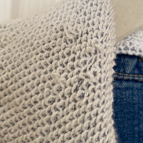 Free People Knit Hooded Distressed Denim Jacket, Size Small - Picture 12 of 13